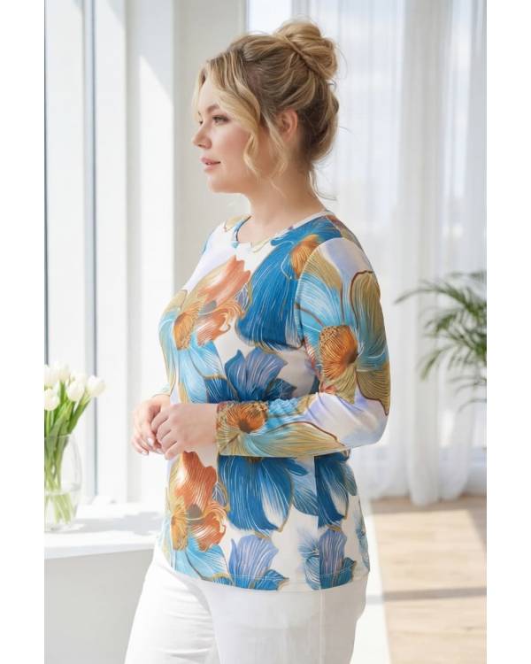 Жіноча блуза "Flowers" бірюзова