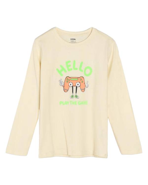Лонгслів для хлопчика "Hello" бежевий