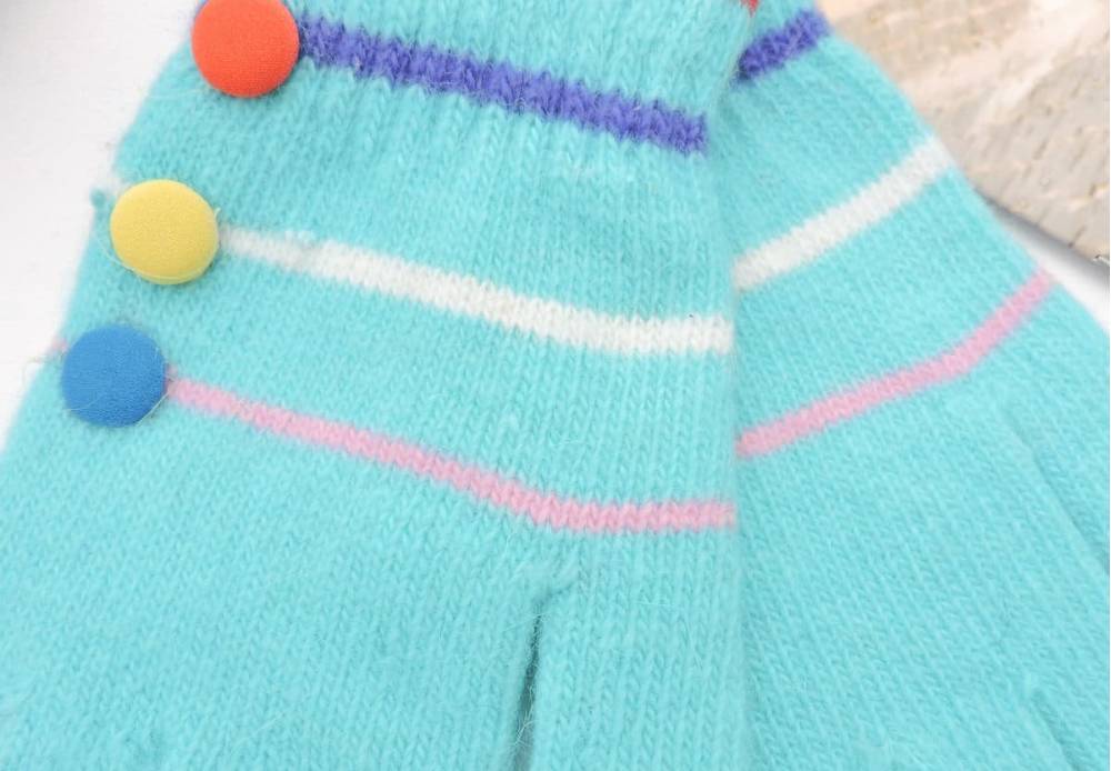 В'язані рукавички "Buttons" блакитні