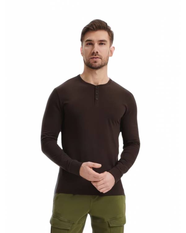 Чоловічий лонгслів "Buttons" коричневий