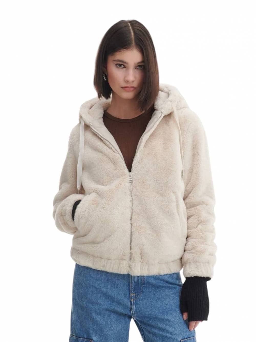 Жіноча куртка "Fur" бежева